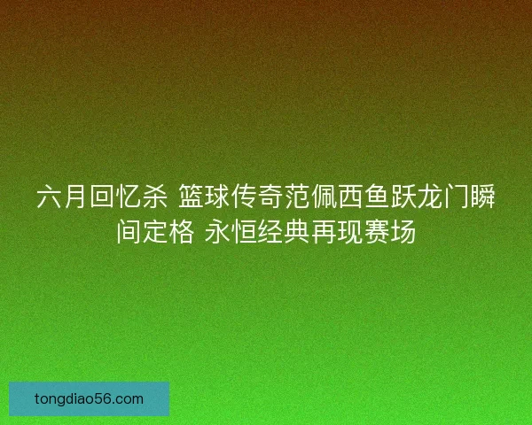 六月回忆杀 篮球传奇范佩西鱼跃龙门瞬间定格 永恒经典再现赛场 六月回忆杀 篮球传奇范佩西鱼跃龙门瞬间定格 永恒经典再现赛场