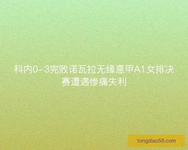 科内0-3完败诺瓦拉无缘意甲A1女排决赛遭遇惨痛失利