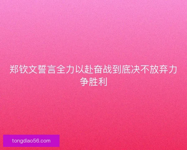 郑钦文誓言全力以赴奋战到底决不放弃力争胜利
