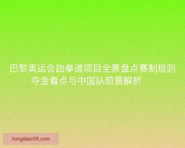 巴黎奥运会跆拳道项目全景盘点赛制规则夺金看点与中国队前景解析 🥋