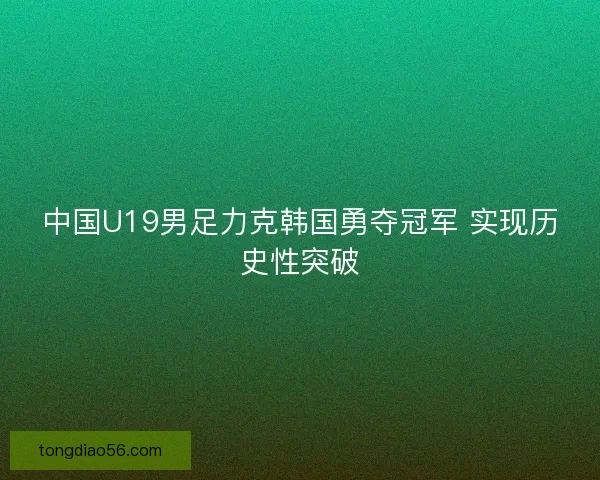 中国U19男足力克韩国勇夺冠军 实现历史性突破