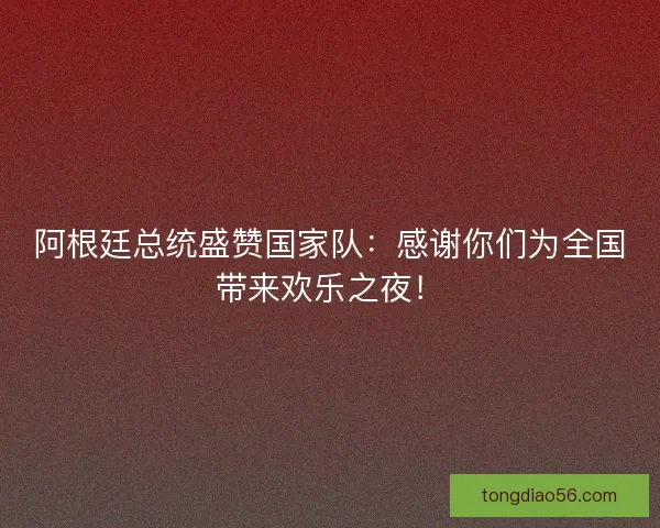 阿根廷总统盛赞国家队：感谢你们为全国带来欢乐之夜！