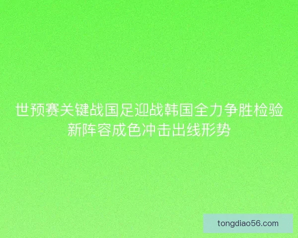 世预赛关键战国足迎战韩国全力争胜检验新阵容成色冲击出线形势